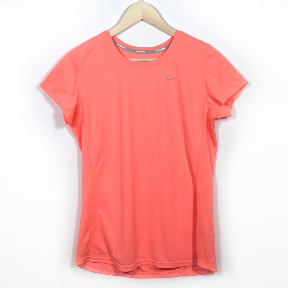 L Nike Running Pink Dri-Fit Short Sleeve Pink Top